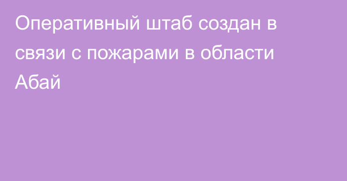 Оперативный штаб создан в связи с пожарами в области Абай