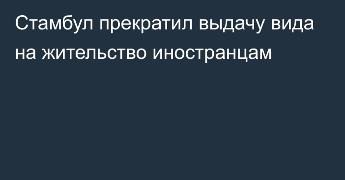 Стамбул прекратил выдачу вида на жительство иностранцам