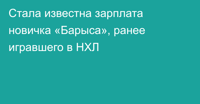 Стала известна зарплата новичка «Барыса», ранее игравшего в НХЛ