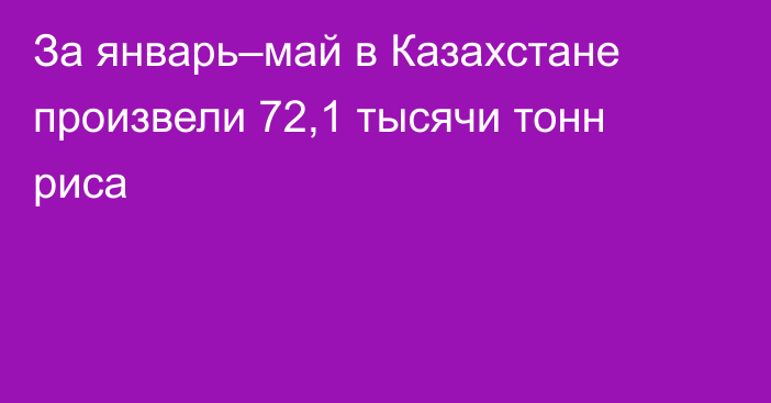 За январь–май в Казахстане произвели 72,1 тысячи тонн риса