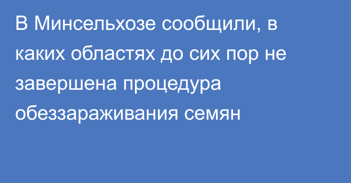 В Минсельхозе сообщили, в каких областях до сих пор не завершена процедура обеззараживания семян