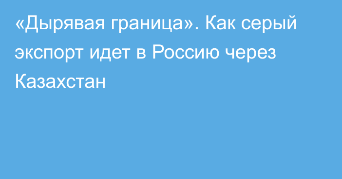 «Дырявая граница». Как серый экспорт идет в Россию через Казахстан