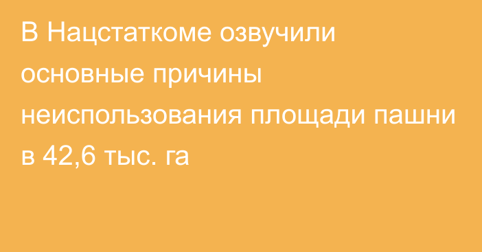 В Нацстаткоме озвучили основные причины неиспользования площади пашни в 42,6 тыс. га