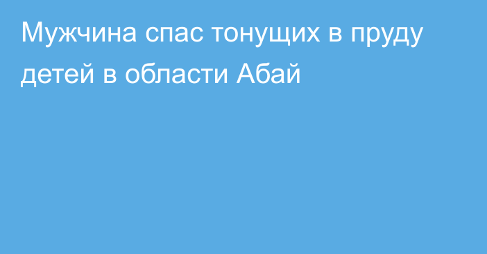 Мужчина спас тонущих в пруду детей в области Абай