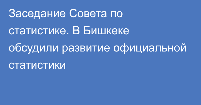 Заседание Совета по статистике. В Бишкеке обсудили развитие официальной статистики