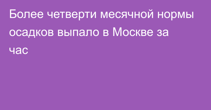 Более четверти месячной нормы осадков выпало в Москве за час