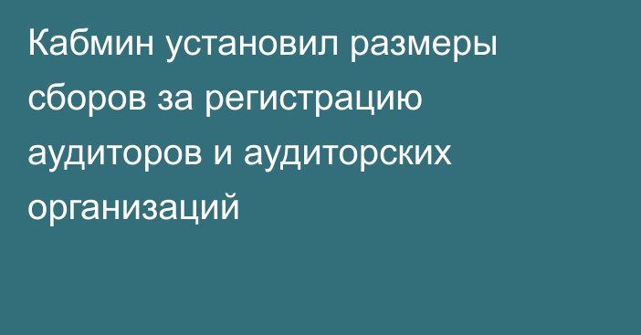 Кабмин установил размеры сборов за регистрацию аудиторов и аудиторских организаций