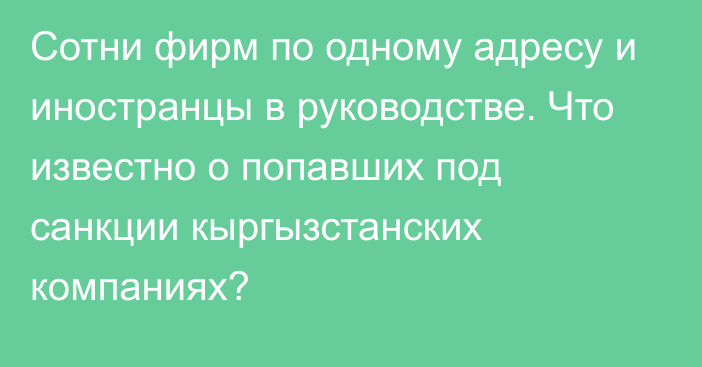 Сотни фирм по одному адресу и иностранцы в руководстве. Что известно о попавших под санкции кыргызстанских компаниях?