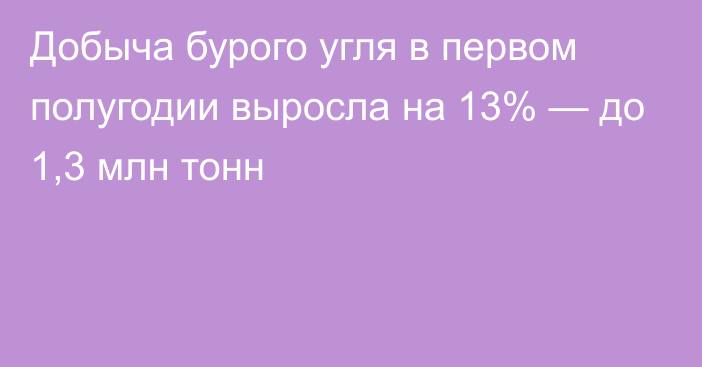 Добыча бурого угля в первом полугодии выросла на 13% — до 1,3 млн тонн