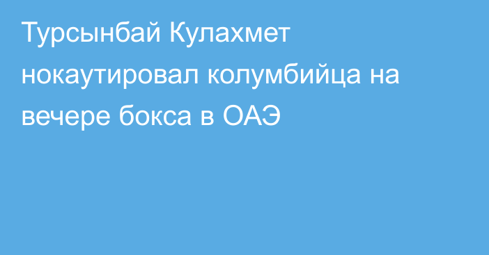 Турсынбай Кулахмет нокаутировал колумбийца на вечере бокса в ОАЭ