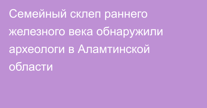 Семейный склеп раннего железного века обнаружили археологи в Аламтинской области