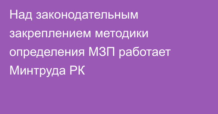 Над законодательным закреплением методики определения МЗП работает Минтруда РК