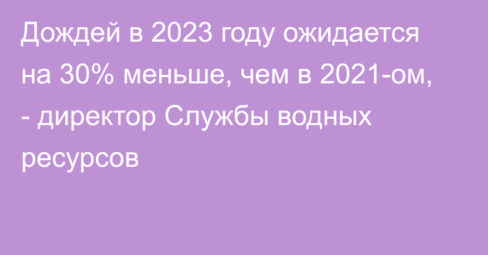 Дождей в 2023 году ожидается на 30% меньше, чем в 2021-ом, - директор Службы водных ресурсов