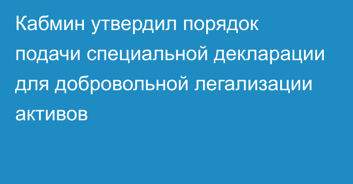 Кабмин утвердил порядок подачи специальной декларации для добровольной легализации активов