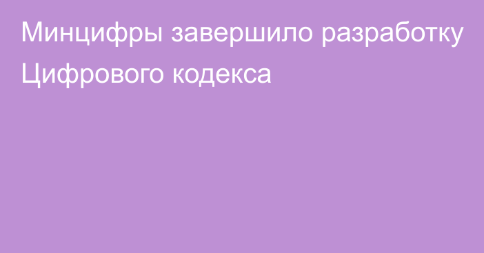 Минцифры завершило разработку Цифрового кодекса