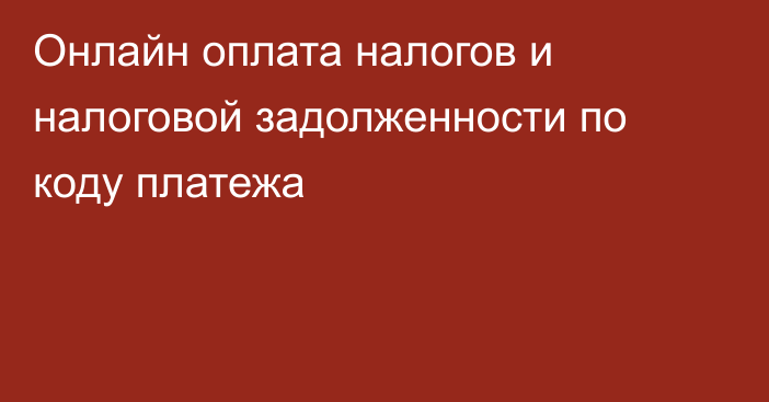 Онлайн оплата налогов и налоговой задолженности по коду платежа