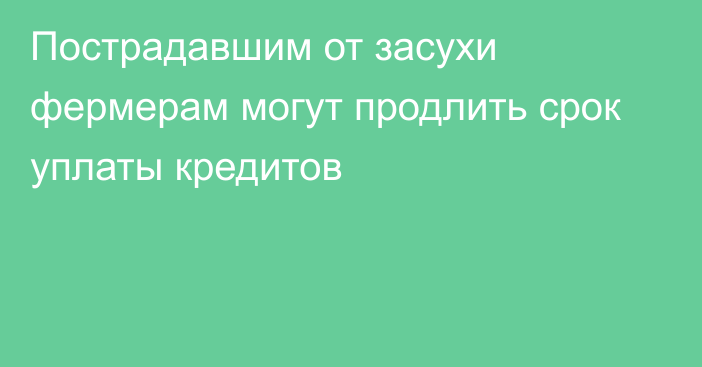 Пострадавшим от засухи фермерам могут продлить срок уплаты кредитов