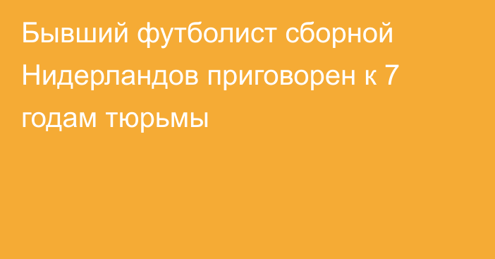 Бывший футболист сборной Нидерландов приговорен к 7 годам тюрьмы