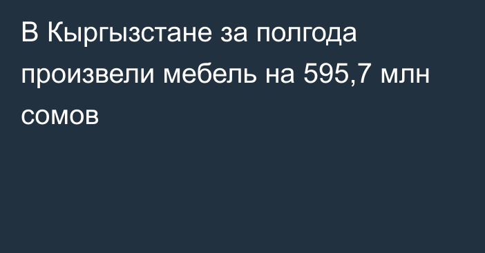 В Кыргызстане за полгода произвели мебель на 595,7 млн сомов