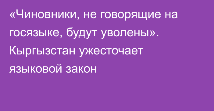 «Чиновники, не говорящие на госязыке, будут уволены». Кыргызстан ужесточает языковой закон