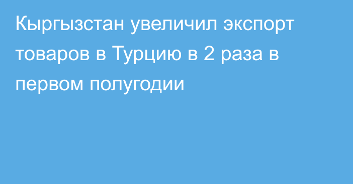 Кыргызстан увеличил экспорт товаров в Турцию в 2 раза в первом полугодии