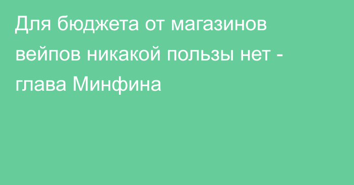 Для бюджета от магазинов вейпов никакой пользы нет - глава Минфина