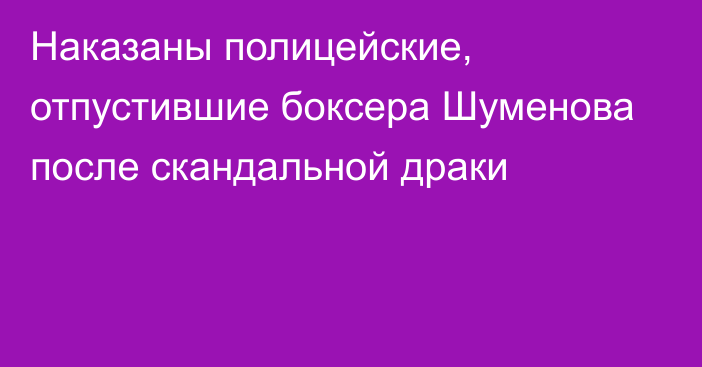 Наказаны полицейские, отпустившие боксера Шуменова после скандальной драки