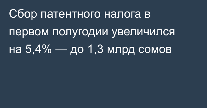 Сбор патентного налога в первом полугодии увеличился на 5,4% — до 1,3 млрд сомов