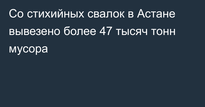 Со стихийных свалок в Астане вывезено более 47 тысяч тонн мусора