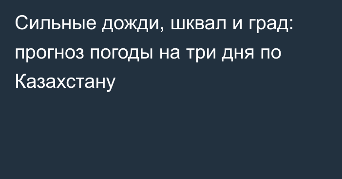 Сильные дожди, шквал и град: прогноз погоды на три дня по Казахстану