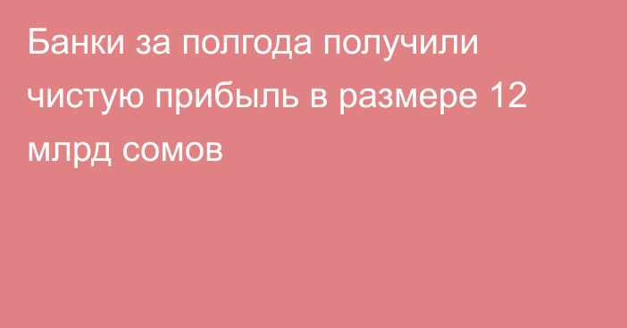 Банки за полгода получили чистую прибыль в размере 12 млрд сомов