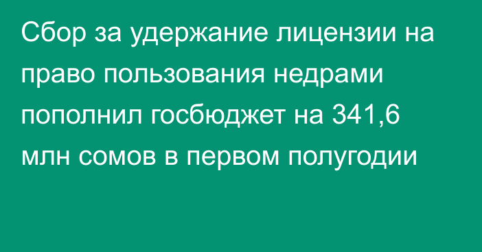 Сбор за удержание лицензии на право пользования недрами пополнил госбюджет на 341,6 млн сомов в первом полугодии