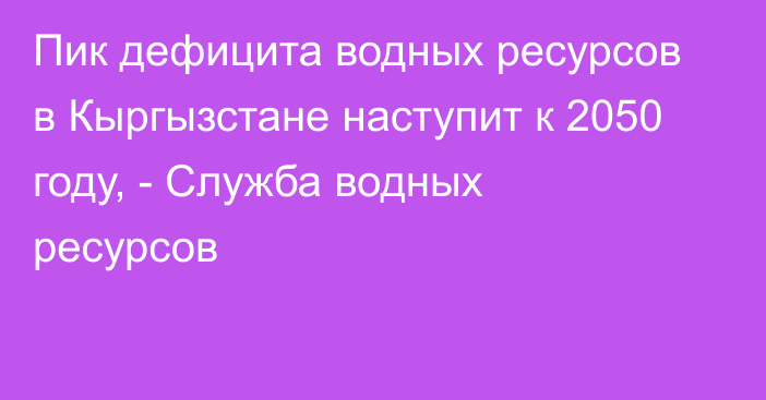 Пик дефицита водных ресурсов в Кыргызстане наступит к 2050 году, - Служба водных ресурсов