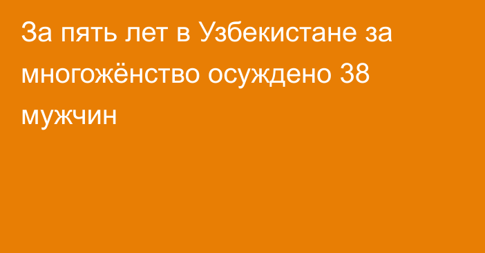 За пять лет в Узбекистане за многожёнство осуждено 38 мужчин