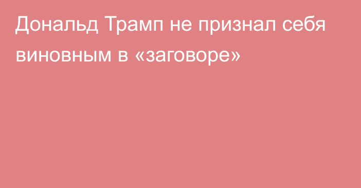 Дональд Трамп не признал себя виновным в «заговоре»