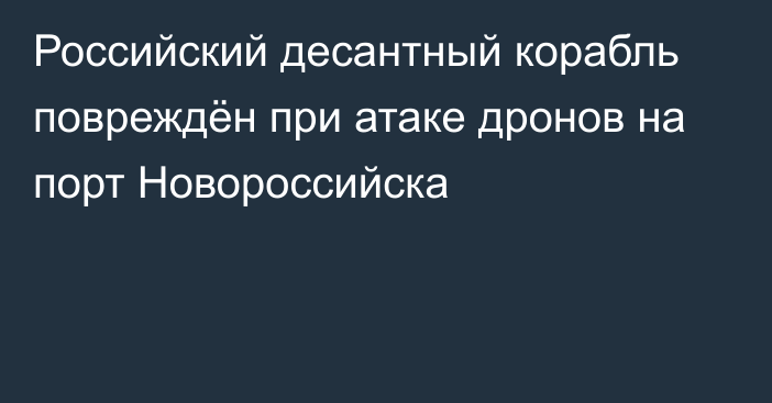 Российский десантный корабль повреждён при атаке дронов на порт Новороссийска