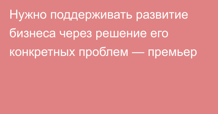 Нужно поддерживать развитие бизнеса через решение его конкретных проблем — премьер