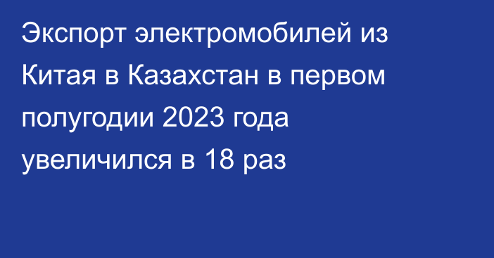 Экспорт электромобилей из Китая в Казахстан в первом полугодии 2023 года увеличился в 18 раз