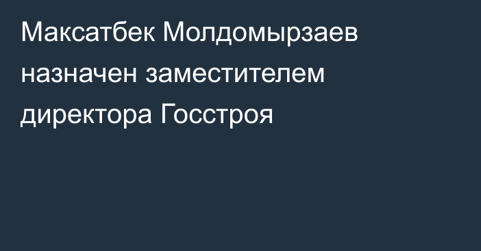 Максатбек Молдомырзаев назначен заместителем директора Госстроя