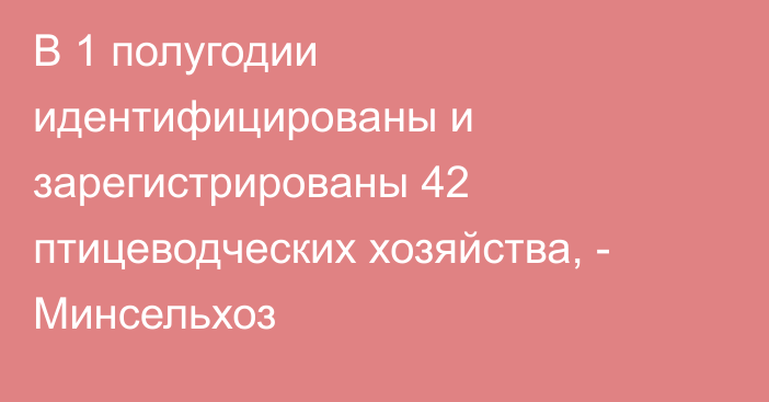 В 1 полугодии идентифицированы и зарегистрированы 42 птицеводческих хозяйства, - Минсельхоз