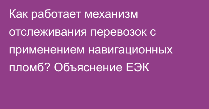 Как работает механизм отслеживания перевозок с применением навигационных пломб? Объяснение ЕЭК