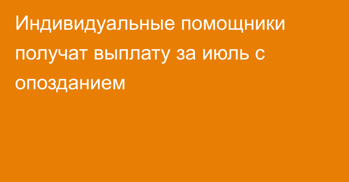 Индивидуальные помощники получат выплату за июль с опозданием