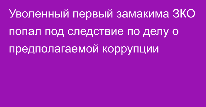 Уволенный первый замакима ЗКО попал под следствие по делу о предполагаемой коррупции