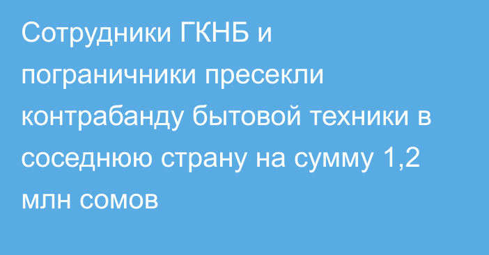 Сотрудники ГКНБ и пограничники пресекли контрабанду бытовой техники в соседнюю страну на сумму 1,2 млн сомов