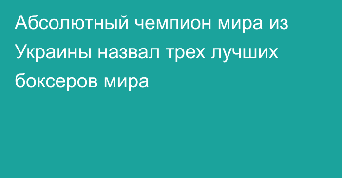 Абсолютный чемпион мира из Украины назвал трех лучших боксеров мира