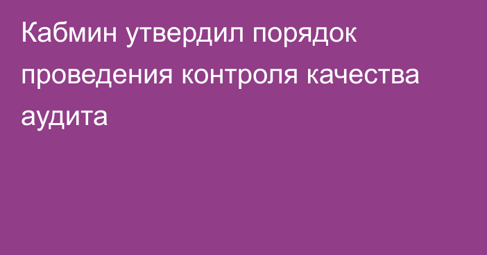 Кабмин утвердил порядок проведения контроля качества аудита