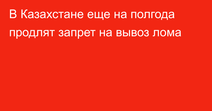 В Казахстане еще на полгода продлят запрет на вывоз лома