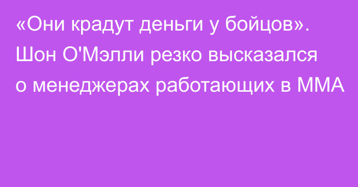 «Они крадут деньги у бойцов». Шон О'Мэлли резко высказался о менеджерах работающих в ММА