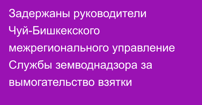 Задержаны руководители Чуй-Бишкекского межрегионального управление Службы земводнадзора за вымогательство взятки