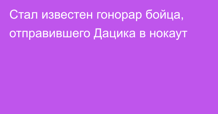 Стал известен гонорар бойца, отправившего Дацика в нокаут